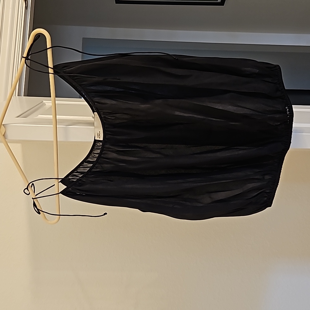 NWT Tory Burch Black Cotton Silk Bubble Hem Tank w/ Adjustable Straps - Picture 5 of 8
